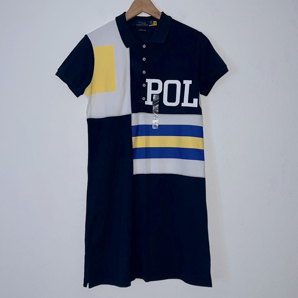 New Polo Ralph Lauren The Mesh Mini Blue Multi Dress Size S/P